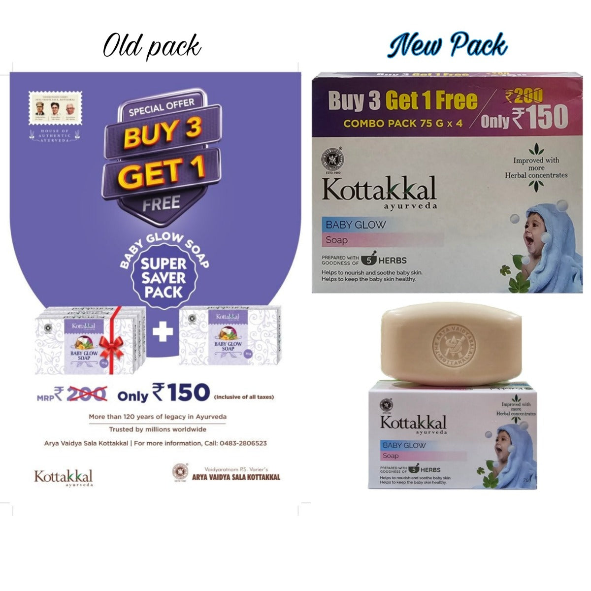 Kottakkal Ayurveda Baby Glow Soap (3+1) -75 Gram