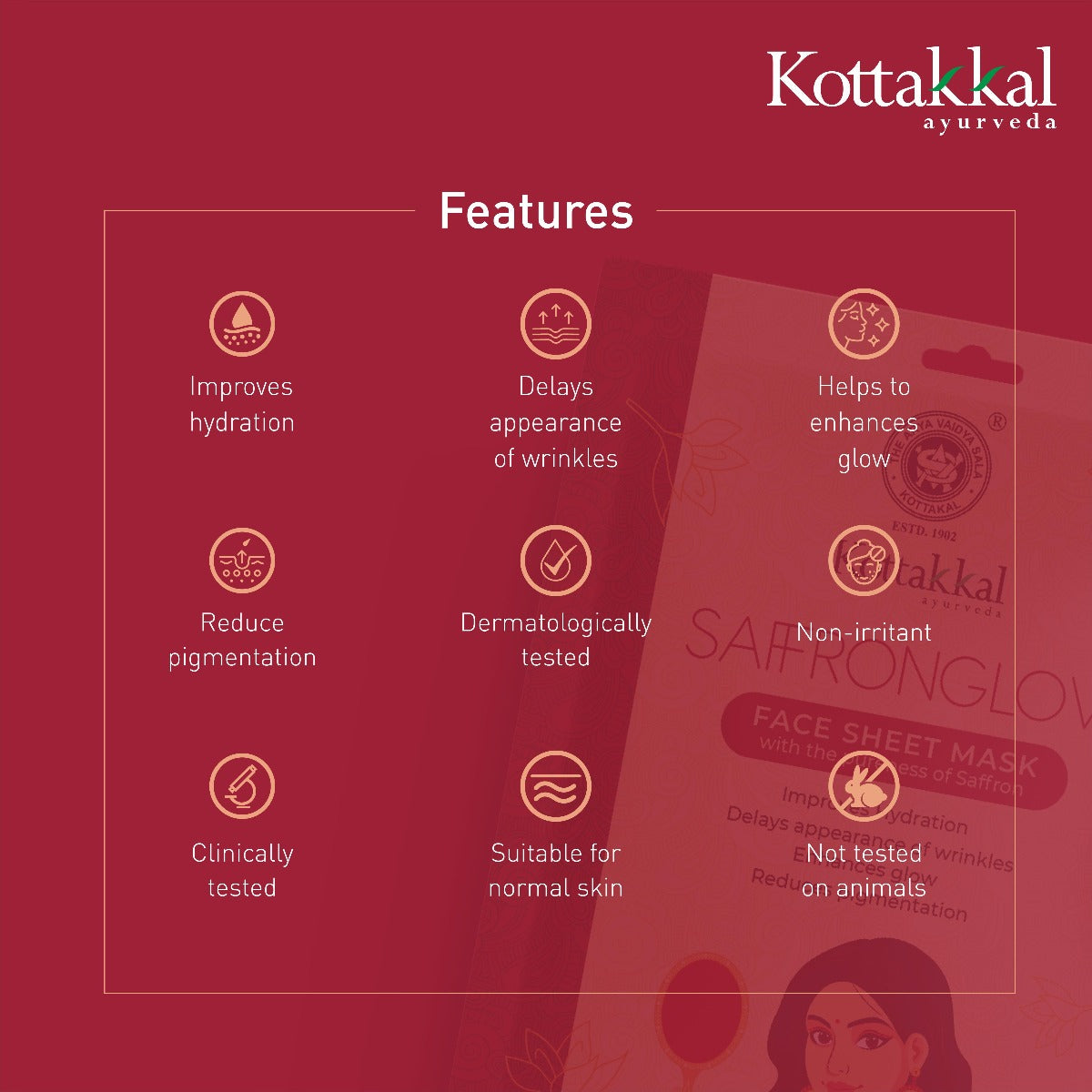 Saffron Glow- Face Sheet Mask - Pack of 1 Sheet