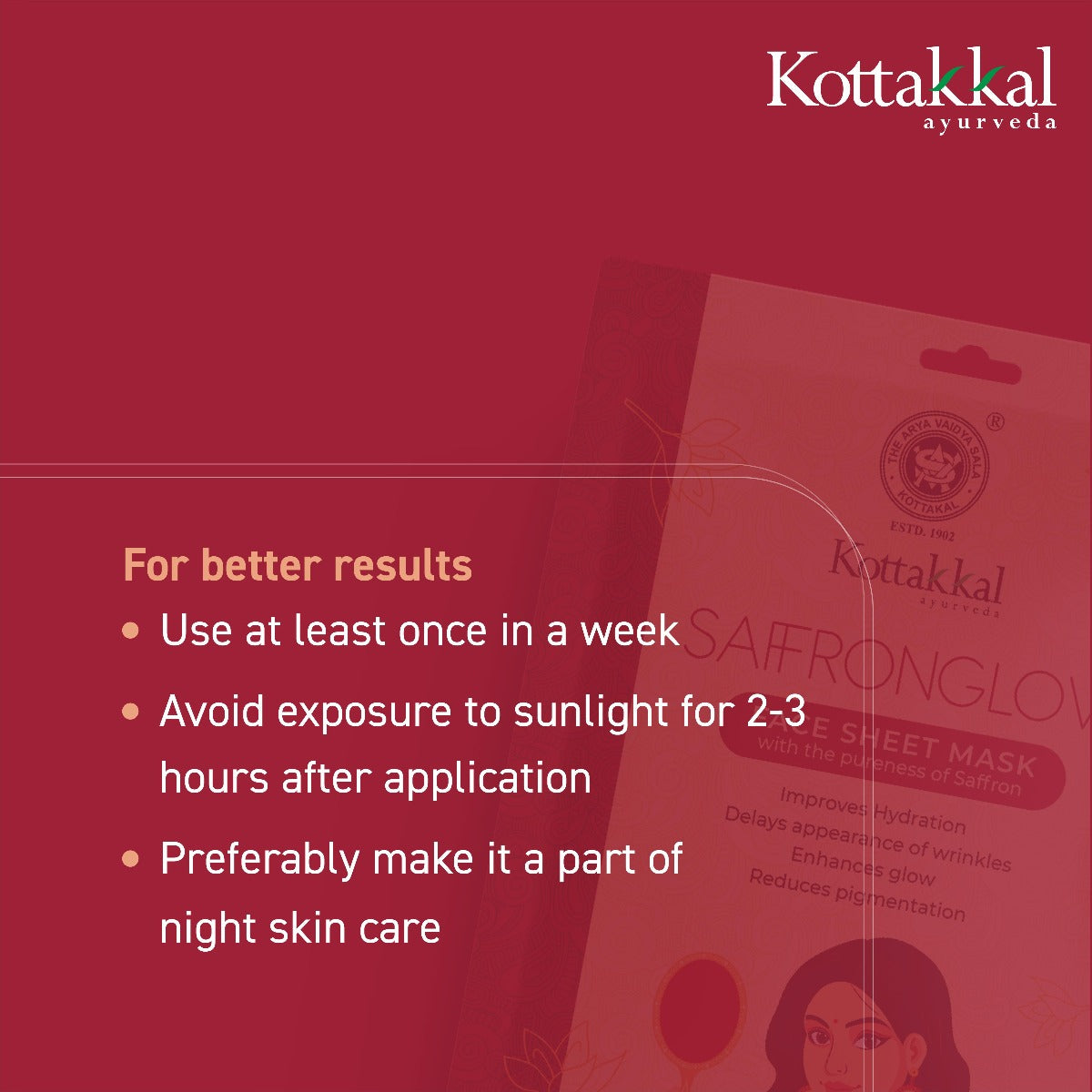 Saffron Glow- Face Sheet Mask - Pack of 1 Sheet