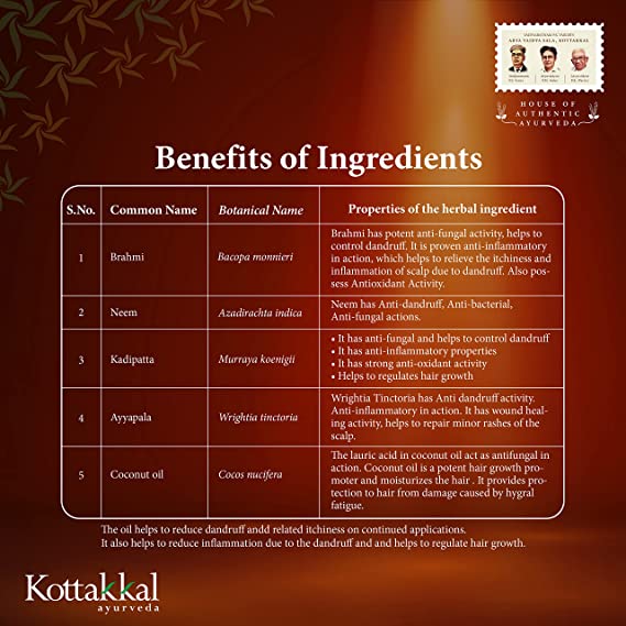 Kottakkal Ayurveda Anti Dandruff Hair Oil - 150 Ml Bottle