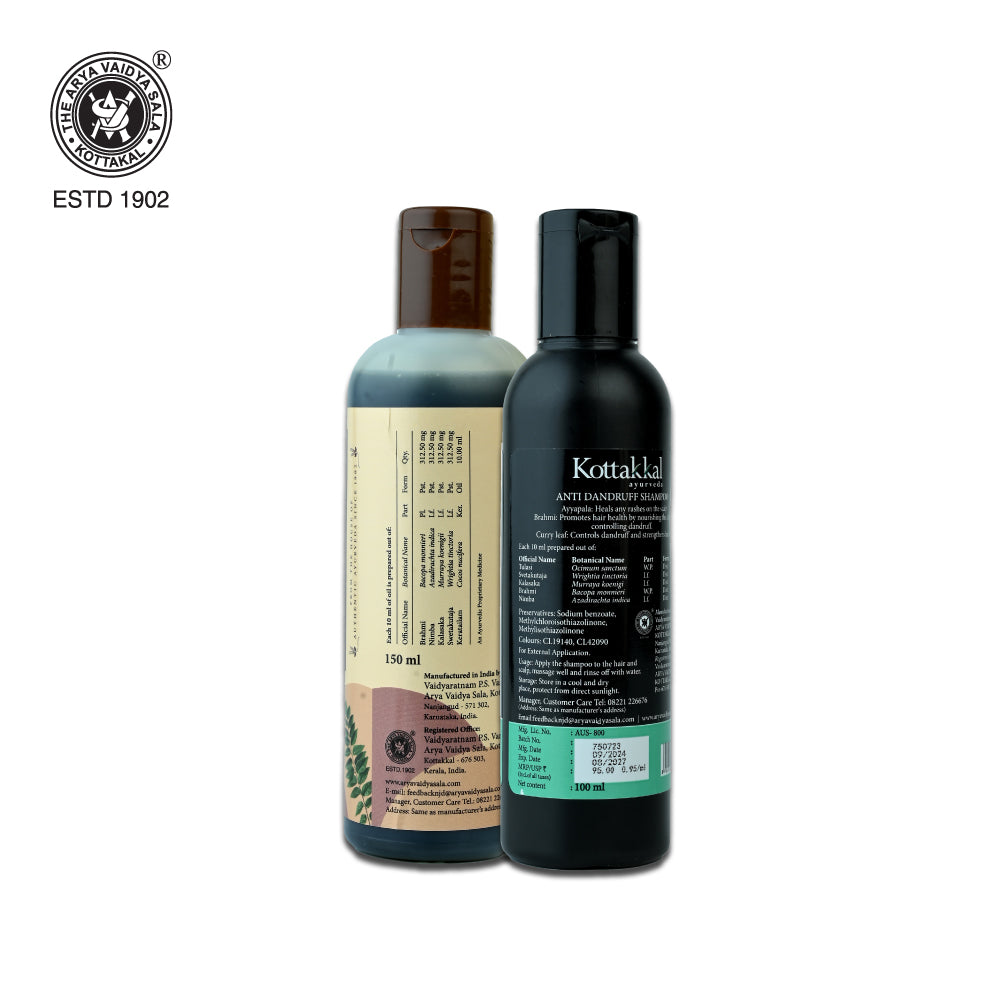 Anti Dandruff Oil & Shampoo Combo Pack - 150ml Oil and 100ml Shampoo
